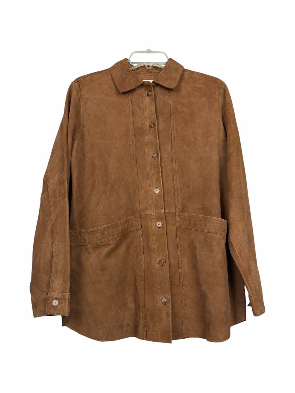 Sézane Will Suede Tan Goat Leather Button Jacket - Picture 3 of 7